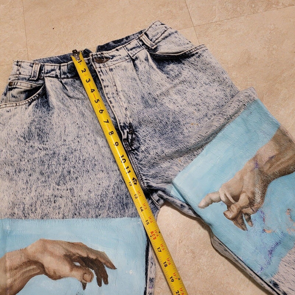 Creation of Adam Michelangelo Hand Painted VTG Levis Acid Wash Womens 14 Jeans - Picture 9 of 12